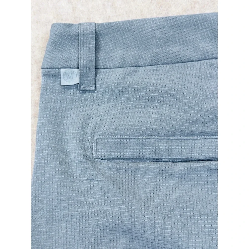 Lululemon Commission Short Men 40 Iron Blue Textured Grid Performance Golf
